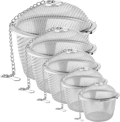 Set of 5 Tea Infuser for Loose Tea, 5 Sizes Fine Mesh Tea Strainer with Chain, Stainless Steel Tea Ball Infusers for Loose Tea Spices Herbs...