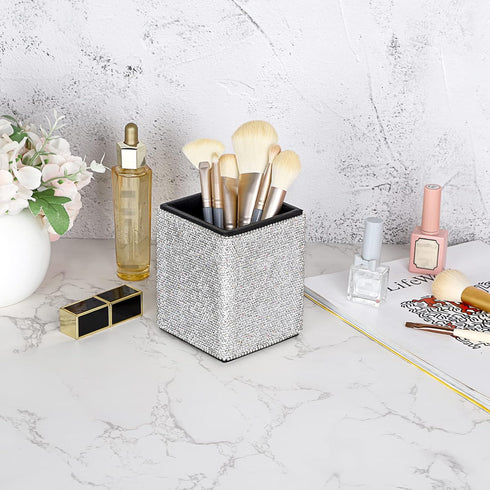 BTSKY Crystal Glitter Pen Holder for Desk Shiny Pencil Pot Holder Box Bling Rhinestone Pen Pencil Cup Organizer Decorative Makeup Brushes Holder G...
