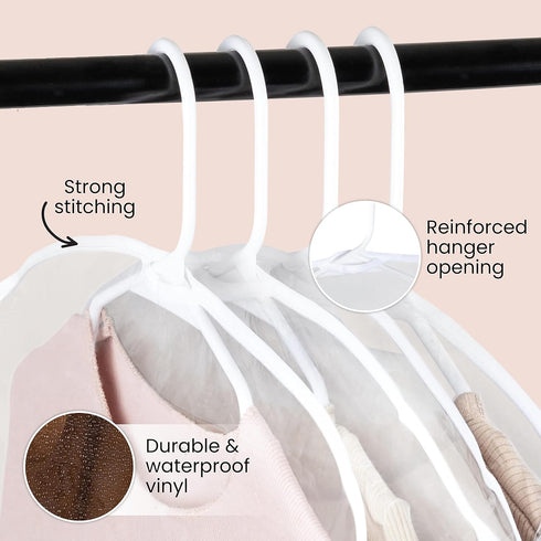 Handy Laundry Clear Vinyl Shoulder Covers – Set of 16 – Garment Protectors Keep your Suits, Dresses, Blouses, & Dust Free. Protect and Store your ...