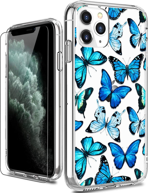LUHOURI Designed for iPhone 11 Pro Case with Screen Protector - Crystal Acrylic Clear for Women and Girls - Slim Fit Protective Phone Cover 5.8" -...