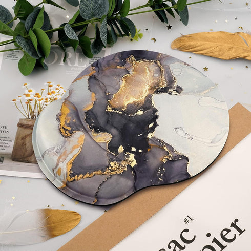 WAVEYU Gray Gold Black Marble Mouse Pad, Cool Mouse Mat for Men Women Non-Slip Rubber Base Mousepad for Desk Laptop Gaming Working Computers Easy ...
