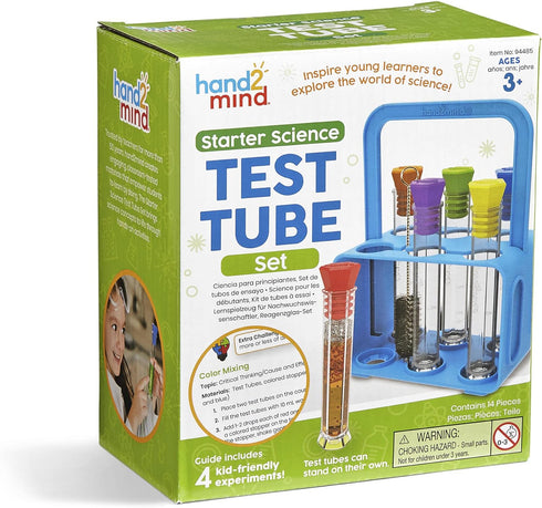 hand2mind Starter Science Test Tube Set, Flat Bottom Test Tubes, Science Lab for Kids, Test Tube Rack, Science Supplies,Test Tubes with Lids, Scie...