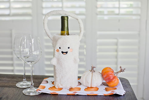 Pearhead Sherpa Wine Bottle Gift Bag, Ghost Wine Bottle Bag, Halloween Party Ideas, Sherpa Wine Gift Bag, Funny Fall Housewarming Ideas...