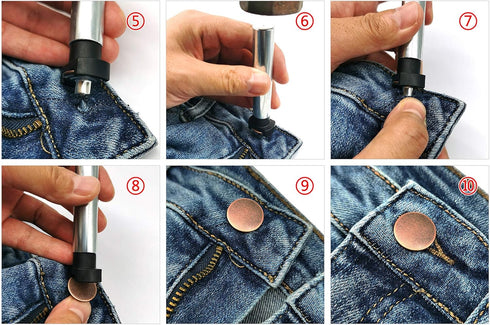 Jean Buttons Kit Metal Tack Buttons with Install Tools Jeans Button Replacement 30 Sets 17 mm for DIY Customize Jeans Jackets Pants Trousers Cloth...