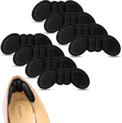 Heel Pads for Shoes That are Too Big, 4 Pairs Foamed Cotton Heel Cushions for Pain Relief & Tighter Fit, Filler Improved Shoe Fit and Comfort (Bla...