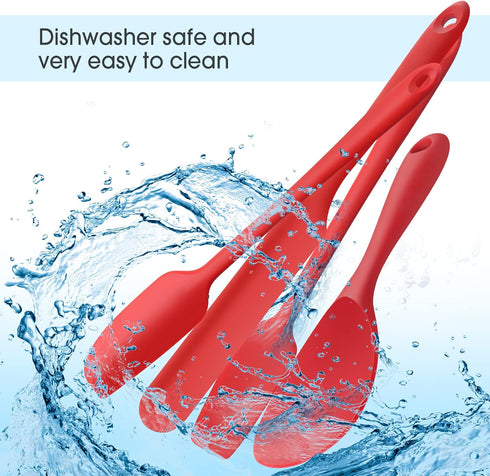 Silicone Rice Paddle Spoon 2PCS, Non Stick Heat Resistant Kitchen Works for Rice,Mashed Potato. (Casual Red)...