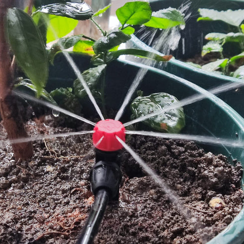 50pcs Drip Irrigation Emitters with Stake, Adjustable 360 Degree Water Flow Lock Barbed Dripper for 1/4" Drip Irrigation Tubing?Garden Irrigation ...