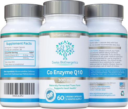 Co Enzyme Q10 CoQ10 300mg 60 Capsules - Superior Naturally Fermented Trans Form...