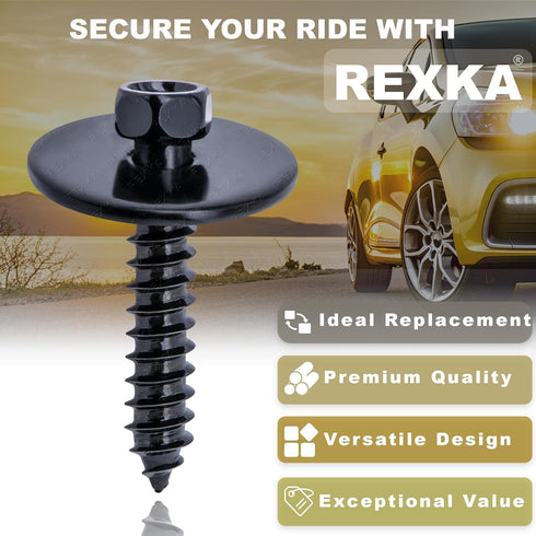 Rexka 50pcs Fender Liner Bumper Cover Tapping Screw Bolt W710763-S901 Compatible with Ford Lincoln Edge Expedition Explorer F-150 Fiesta Flex Taur...