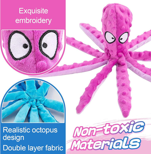 Alphatool Squeaky Dog Toys, Octopus Toys for Aggressive Chewers, Tough No Stuffing Plush Large Dogs, Crinkle Interactive Puppy Small Medium Dogs (...