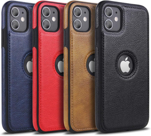 Retro Leather Case for iPhone 11 Anti-Knock Back Cover Soft TPU Business Shell Phone Case (Brown, for iPhone 11)...
