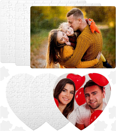 6 Sets Sublimation Puzzle Blanks in Rectangle Heart, Blank Sublimation A5 Jigsaw Puzzle for Kids, Sublimation Blanks Products for Heat Press DIY C...