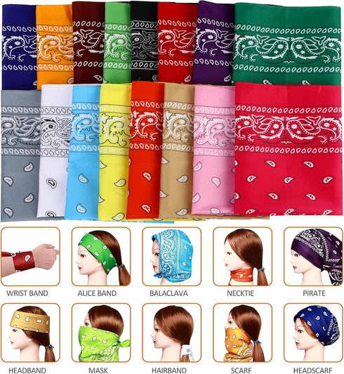 16pcs Bandanas Multi-Purpose Party Outdoor Favor Scarf Headband Handkerchiefs for Unisex Women Men Boy Girls...