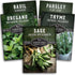 Survival Garden Seeds - Italian Herb Collection Seed Vault - Basil, Oregano, Thyme, Sage, Flat Leaf Parsley - Non-GMO Heirloom Varieties of Culina...