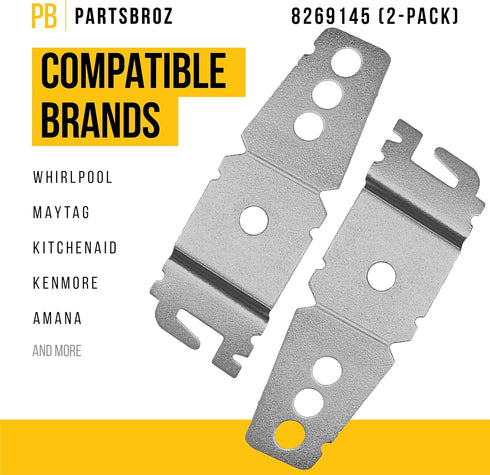 PartsBroz WP8269145 Dishwasher Bracket 8269145 (2-Pack) - Compatible With Whirlpool Dishwasher Mounting Bracket, KitchenAid, Kenmore, Maytag - Rep...