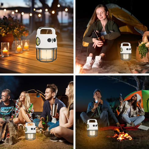 Camping Lantern with Flashlight Rechargeable, Power Bank, IPX4 Waterproof, USB-C Cable LED Camping Tent Light for Spotlight, Camping, Hiking, Hurr...
