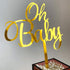 Baby Shower Cake Topper -Larger Size Acrylic Mirror Gold Elegant Handwriting “OH BABY” Sign - Smash Cake Topper, New Baby Gender Reveal Party Cake...