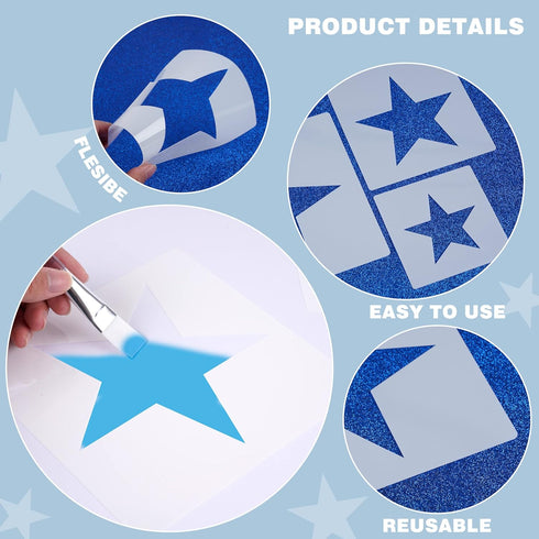Large Star Stencil for Painting Template 5 Point Star Template Reusable Plastic Stencils,for Home Decoration Arts Paper Fabric Flag(8 Sizes)...