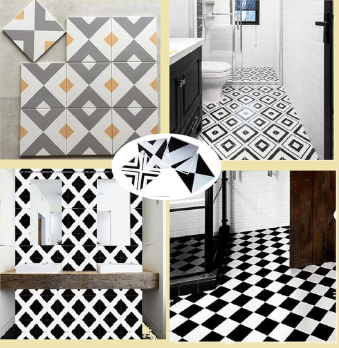 Reusable Wall Stencil Set of 9 8x8inch Tile Templates Classical Pattern Painting Template for DIY Decor, Painting on Wood, Airbrush, Rocks and Wal...