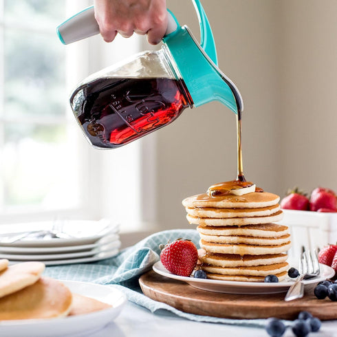 Ergo Spout mason jar traditional styled spout with ergonomic handle for syrup, dressing, gravy, sauce – nonsealing flip top cover (REGULAR MOUTH, ...