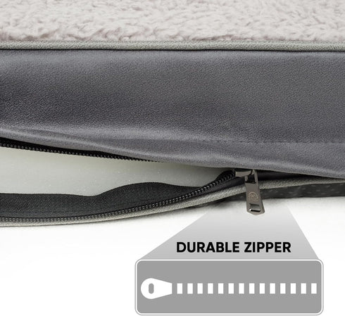 Washable Large Dog Bed Covers Soft Plush Replacement, Waterproof Dog Bed Liner, Pet Bed Cover with Zipper 35x22x3 Inches, Grey, Cover Only...