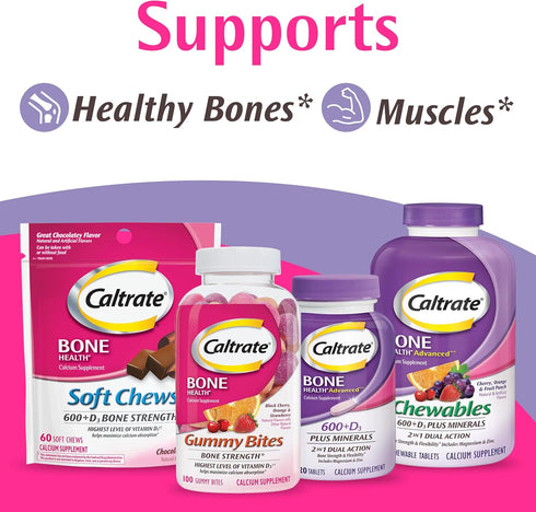 Caltrate 600 Plus D3 Plus Minerals Calcium and Vitamin D Supplement Tablets, Bone Health and Mineral Supplement for Adults - 120 Count (Packaging ...