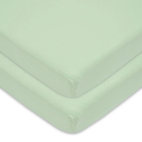 American Baby Company 2 Pack 100% Natural Cotton Fitted Mini Crib Sheets 38" x 24" - Soft & Breathable Small Nesting Portable Sheets, Fits Pack N ...