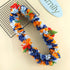 Hawaiian Luau Flower Leis Jumbo Necklace Bracelets Headband Set Mahalo Floral Leis (Blue and Orange)...