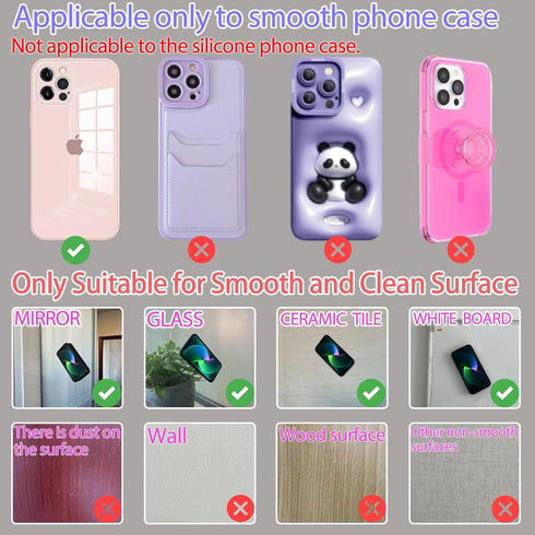 Silicone Suction Cup Phone Case Mount Double Sided, Phone Accessories Hands-Free Strong Grip Holder for Selfies and Videos, Silicon Phone Stand fo...