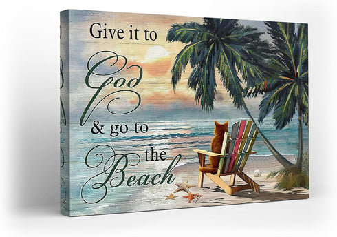 Kuphsod Summer Beach Canvas Wall Art Ocean Coastal Print Painting Sea Landscape Picture Modern Home Artwork Decor For Living Room Kitchen Bathroom...
