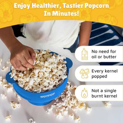 Popco Silicone Popcorn Maker - Microwave Popcorn Popper with Handles - Collapsible Bowl, Heat-Resistant, Easy to Clean, Ideal for Family Movie Nig...