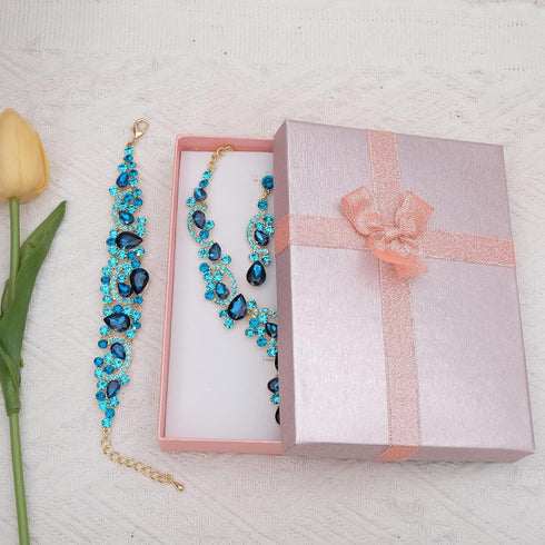 Women's Elegant Rhinestone Teardrop Crystal Bridal Art Deco Necklace Earrings Bracelet Jewelry Set for Bride Wedding Dress Accessories Rhinestone ...