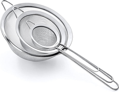 Strainer Set Fine Mesh – Premium 304 Stainless Steel (18/8) – 8?, 5.5? and 3.3? Sturdy Kitchen Strainers (Silver)...