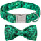 St.Patrick's Day Clover Dog Collars with Bow Tie,Green Abstract Clover Soft Cotton with Safety Metal Buckle Adjustable Puppy Collars for Small Boy...