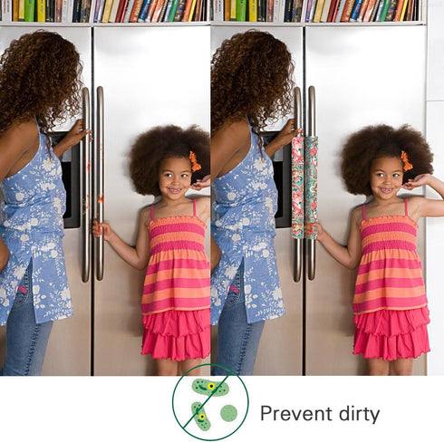 OUGAR8 Refrigerator Door Handle Covers Handmade Decor Protector for Ovens, Dishwashers.Keep Your Kitchen Appliance Clean from Smudges, Food Stains (Retro Rose, 14.5"*4")