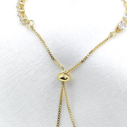 Bracelets For Women Gold Bracelets For Women Hand Chain Gold 14K Gold Plated Crystal Bracelet, Cubic Zirconia Bracelet Adjustable Slider Gold Hand...