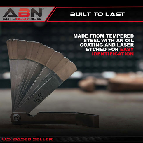 ABN Universal Standard SAE and Metric Offset Valve Feeler Gauge 16-Piece Blade Tool for Measuring Gap Width/Thickness...