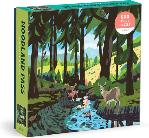 Galison Woodland Pass – 500 Piece Jigsaw Puzzle Featuring Beautiful Artwork of an Evergreen Scene of Woodlands and Wildlife...