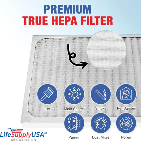 LifeSupplyUSA True HEPA Filter Replacement Compatible with Hunter 30925 HEPAtech Air Purifier...