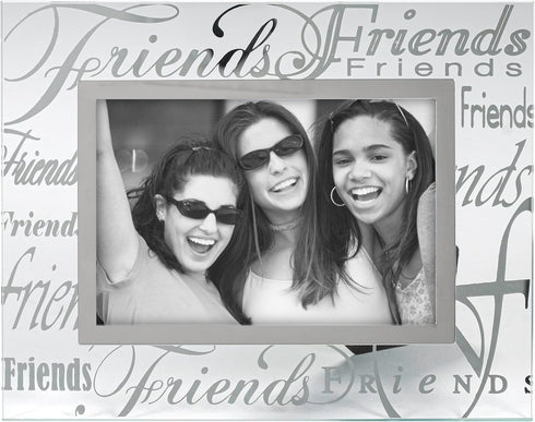 Malden International Designs 3038-46 Mirrored Glass With Silver Metal Inner Border Friends Picture Frame, 4x6, Clear...