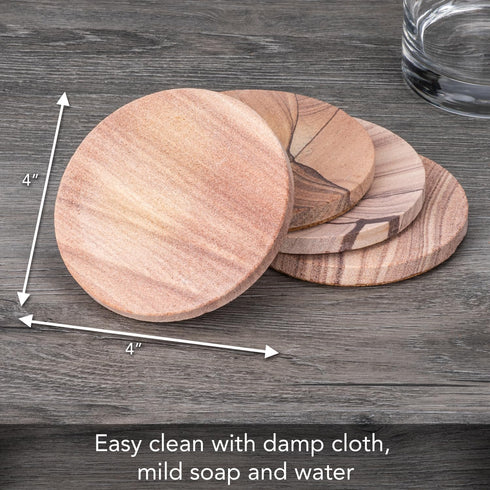 Thirstystone Cinnabar Brand, Multicolor All Natural Sandstone-Durable Stone with Varying Patterns, Every Coaster Is An Original, 4 inch round...