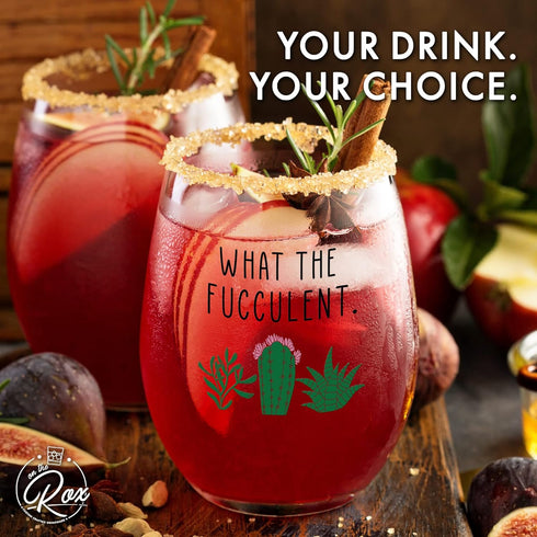 Funny Wine Glass Gift- 17 Oz Stemless Wine Glass (What The Fucculent)...