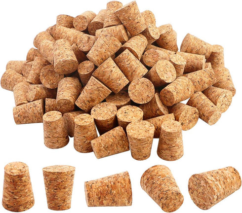 100 Pieces #7 Tapered Cork Plugs, Premium Blank Wine Corks Wine Stoppers Replacement Corks, 0.8 x 0.6 x 1 Inch...