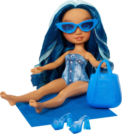 Rainbow High Swim & Style Skyler, Blue 11" Fashion Doll with Shimmery Wrap to Style 10+ Ways, Removable Swimsuit, Sandals, Fun Play Accessories, G...