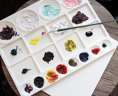 Paint Palette with 20 Wells | Painting Supplies Tray for Watercolor, Oil, Acrylic Paints | Empty Plastic Wet Artist Mixing Art Paint Holder Organi...