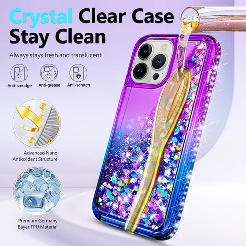 NGB Designed for iPhone 12 Mini Case, Purple/Blue | Glitter Liquid Sparkle Cute Cover for Women Girls Kids | with Tempered Glass Screen Protector ...