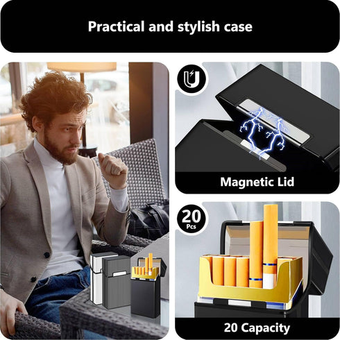 roygra Cigarette Case for 100's Size, 100mm 100S, Aluminum Magnetic 20 Capacity - Set of 3...