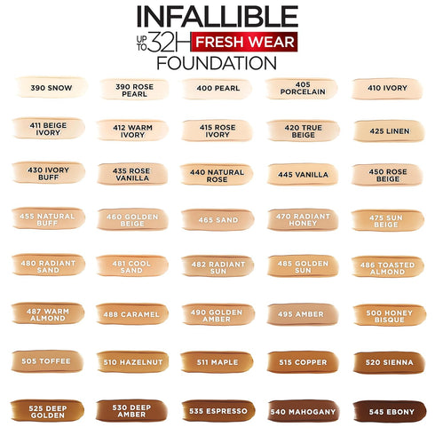 L'Oreal Paris Makeup Infallible Up to 32 Hour Fresh Wear Lightweight Foundation, 455 Natural Buff, 1 Fl Oz, Packaging May Vary...