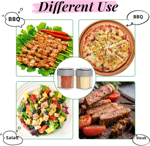 4 Pack 4 in 1 Salt and Pepper Shaker Travel Spice Container Camping Seasoning Shaker RV Condiment Jars with Lid Camping Spice Kit for Home Restaur...