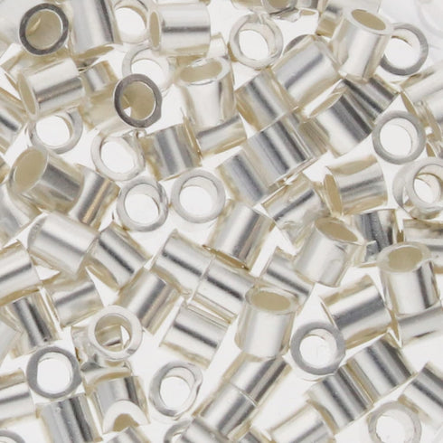 The Beadsmith Bead Elements Tube Crimp Beads, 2 x 2mm, 100 per Glass Vial, Box of 10 Vials, Silver Color, Uniform Cylindrical Shape, Designed to S...